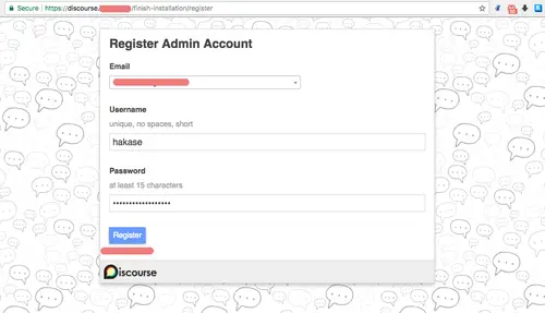 Register admin account