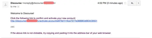 Email from discourse which contains the password