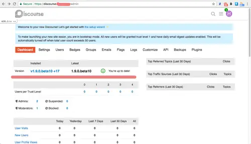 Discourse dashboard