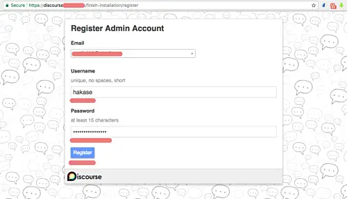 Register at Discourse