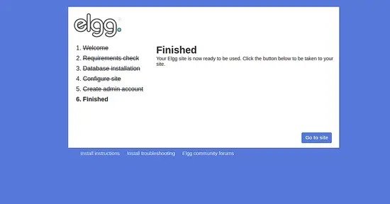  Cài đặt Elgg hoàn thành 