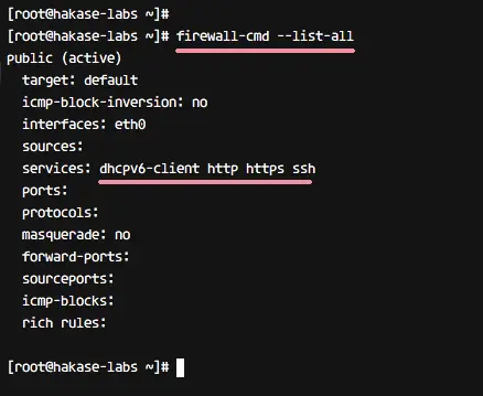 List firewall ports