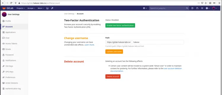 Change default root username Gitlab