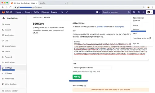 Add SSH key in Gitlab