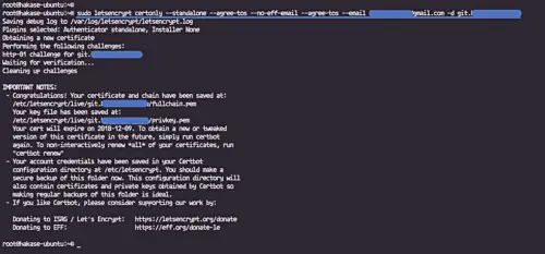 Get lets encrypt SSL certificate