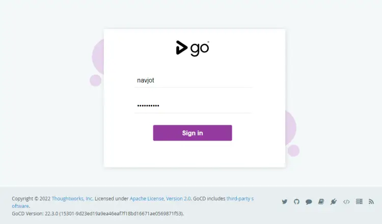 GoCD Login Page