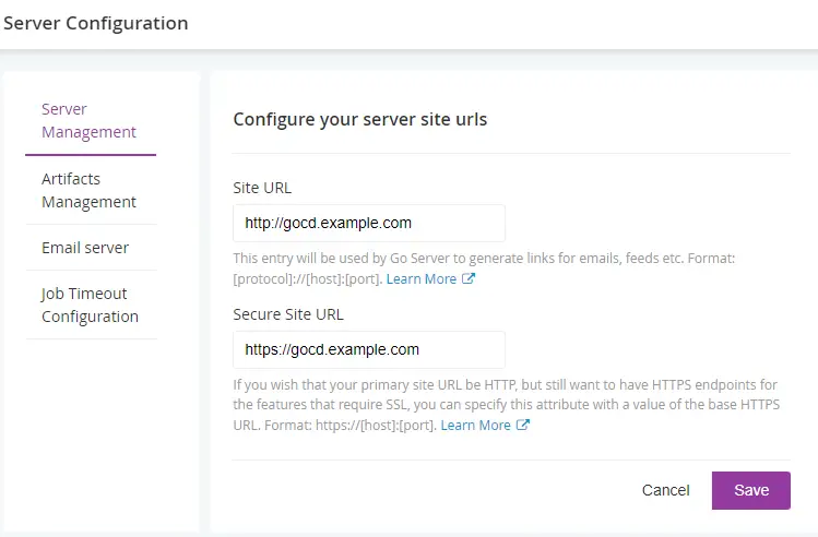 GoCD Server URL