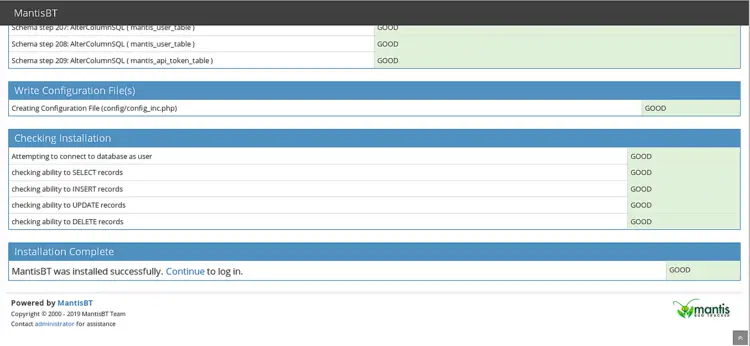 Database settings