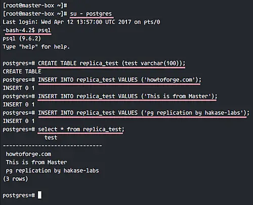 Create replication table