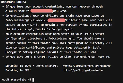 SSL Certificate created