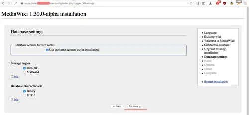 Database settings