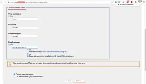Create admin user