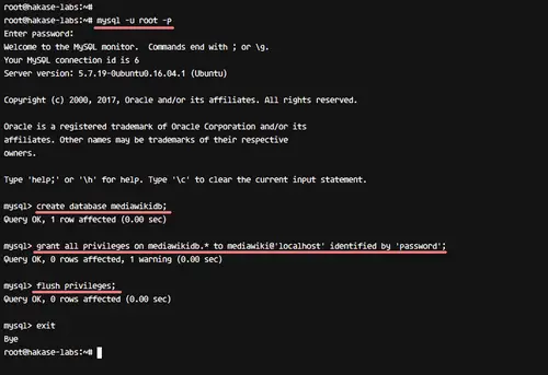 Create MediaWiki database