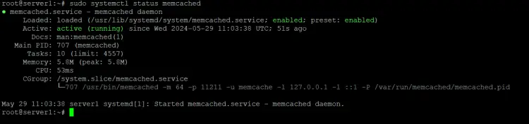 Memcached service status