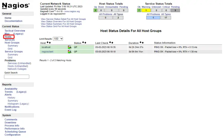 Nagios Host Monitoring