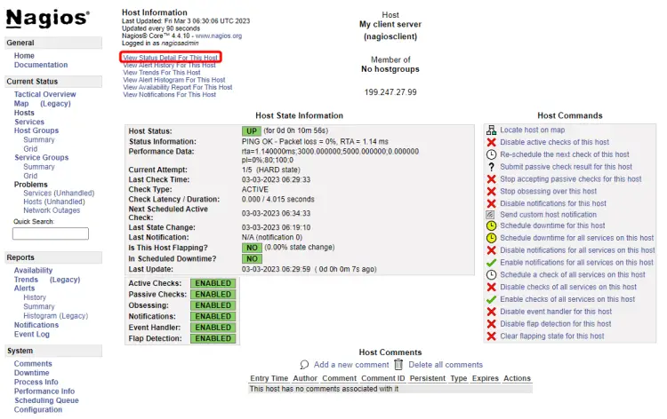 Nagios Host Services Monitoring
