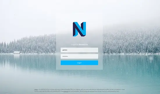 Neos login screen after installation