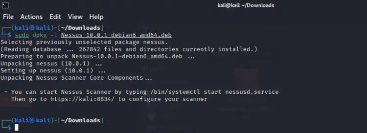Installing The Nessus package