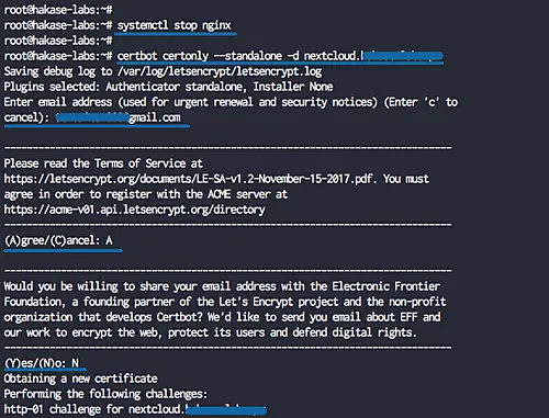 Generate Let's encrypt SSL certificate