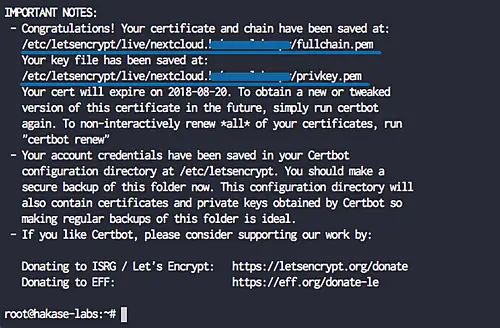 SSL cert created