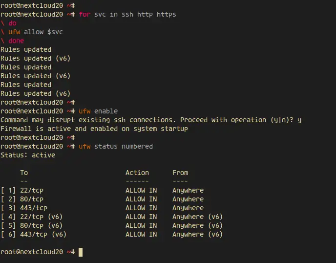 Add SSH HTTP and HTTPS to UFW Firewall