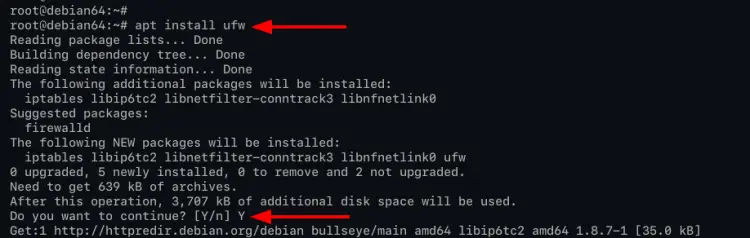 Installing ufw firewall