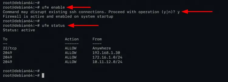 enable and verify ufw firewall
