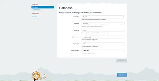 Database settings