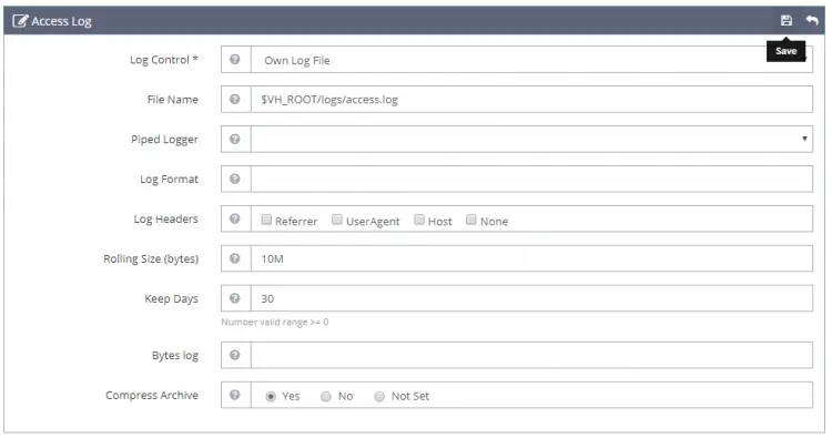 OpenliteSpeed Access Log