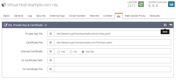 Let's Encrypt SSL Key and Certificate