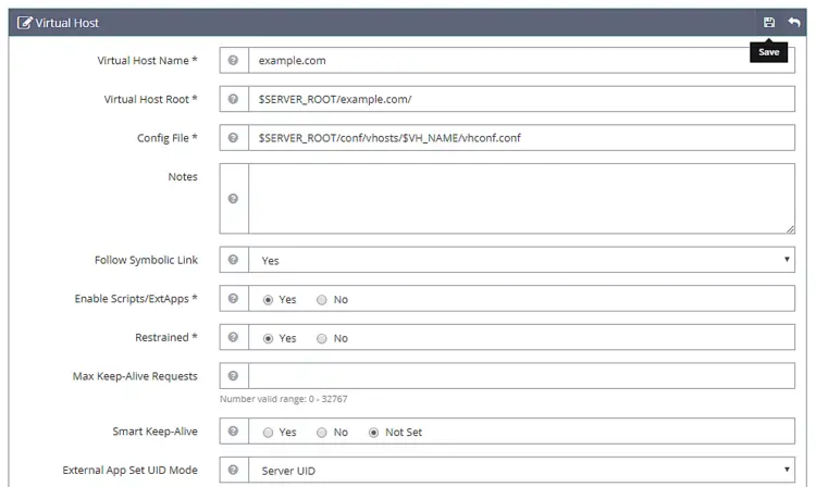 Virtual host details