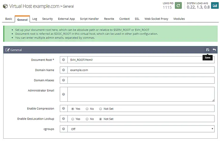 Configure vhost