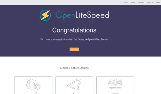 OpenLitespeed server successfully installed