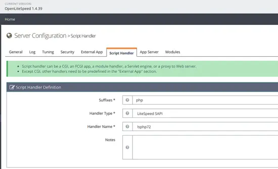 Configure Script Handler