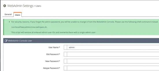 WebAdmin Settings