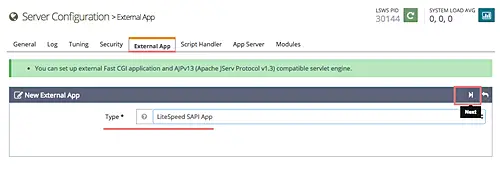 Add LiteSpeed SAPI App