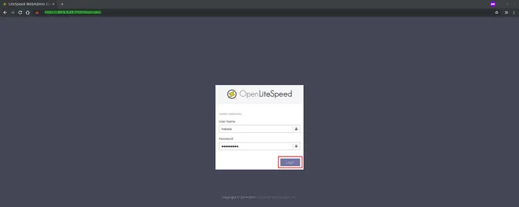 OpenLiteSpeed admin login