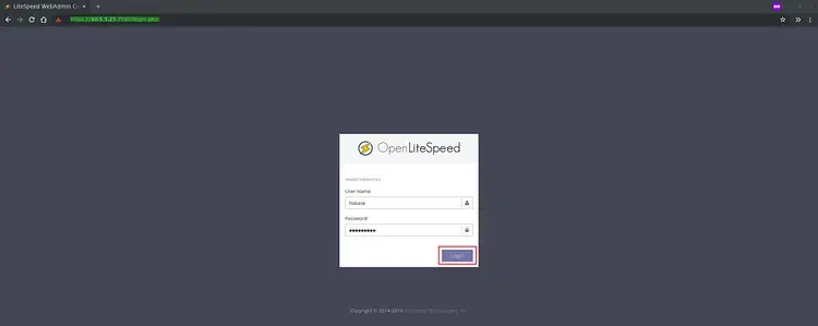 OpenLiteSpeed admin login