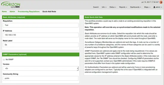 Add nodes to OpenNMS