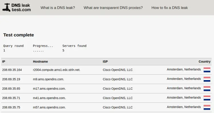 DNS Leak Standard Test