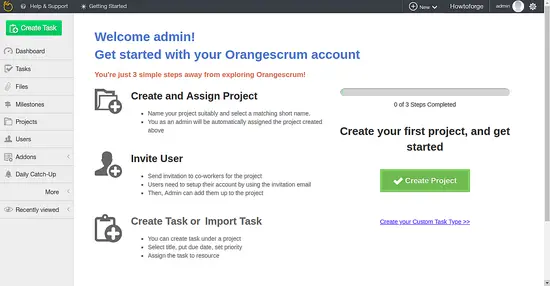 OrangeScrum Dashboard