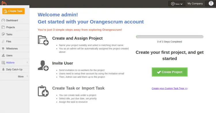 OrangeScrum Dashboard