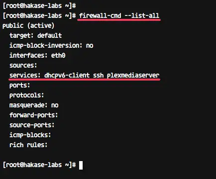 List firewall ports