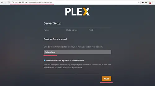 Plex server setup
