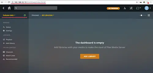 Plex dashboard