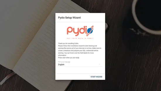 Pydio setup wizard