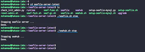 Stop seafile and seahub