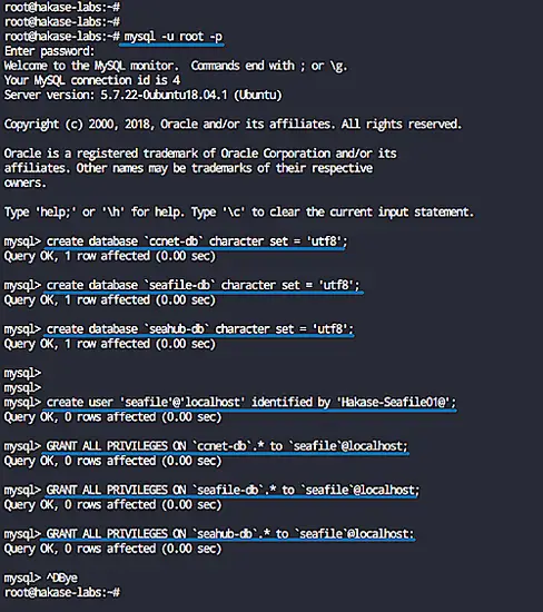 Create database for Seafile