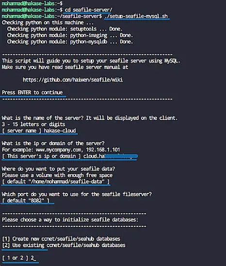 Install seafile server