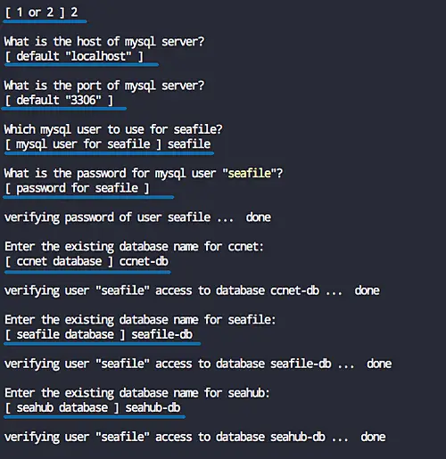 Use existing database for seafile